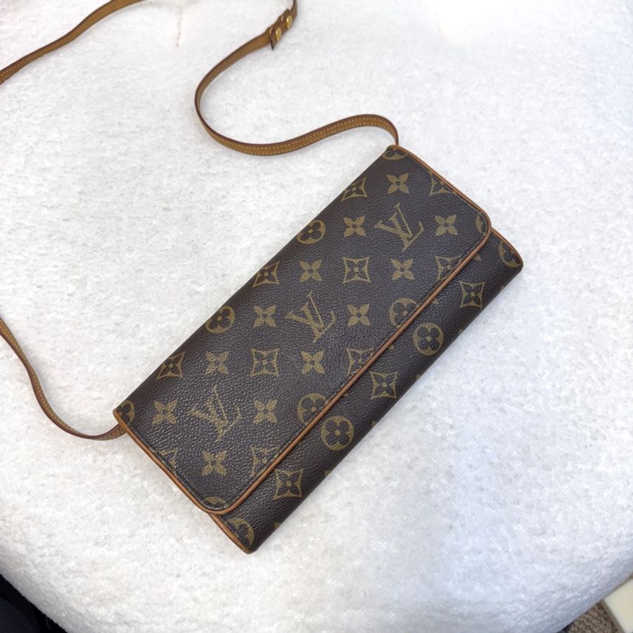 LV 路易威登 原花 Monogram Vintage Cartouchiere 信封包 下蓋包 斜背包 老花包 M51852-2