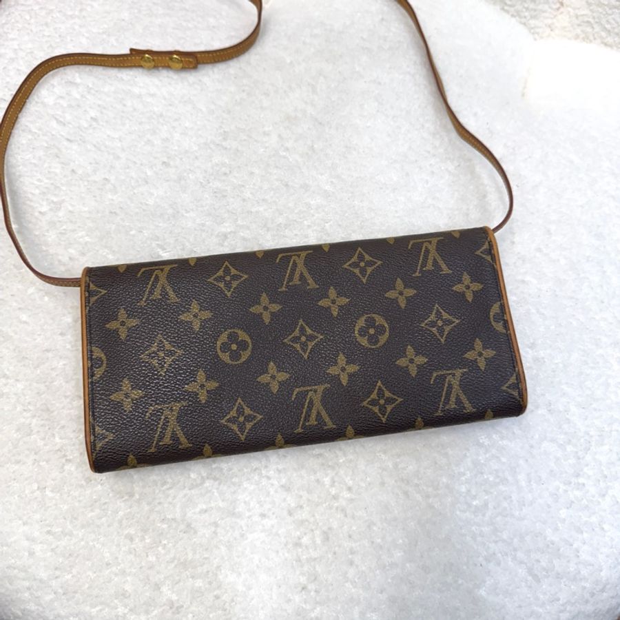 LV 路易威登 原花 Monogram Vintage Cartouchiere 信封包 下蓋包 斜背包 老花包 M51852-3