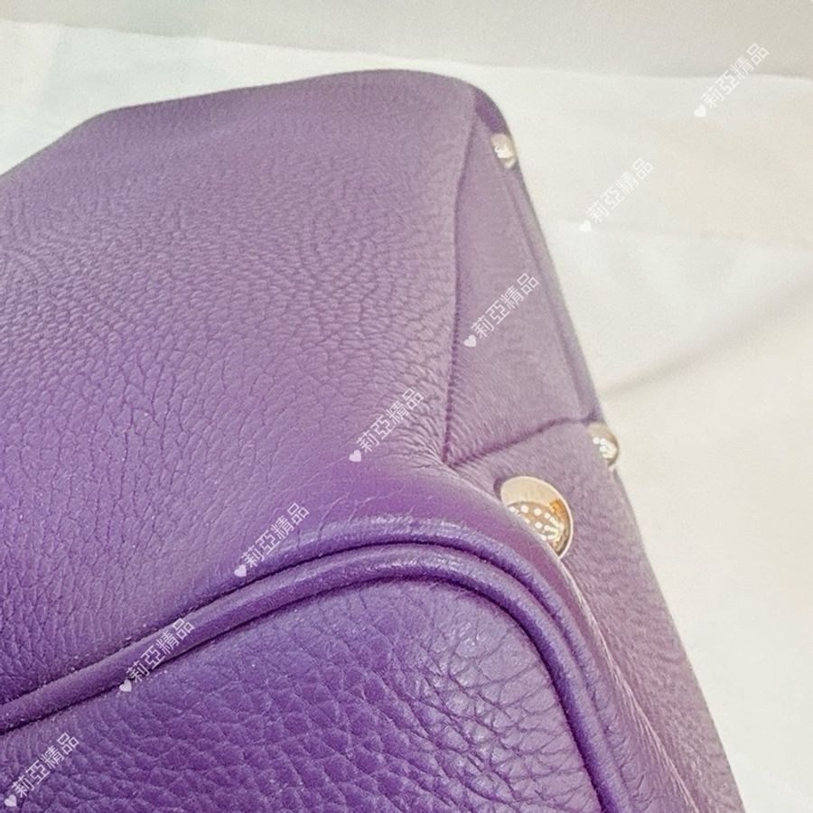 莉亞精品♡ Hermes Victoria35 黑加侖色 手提包二手美包-11