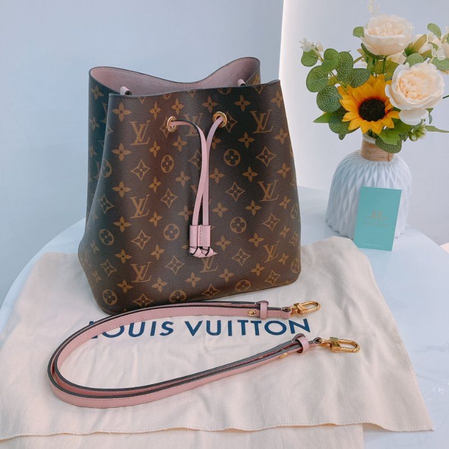 TW4882 Louis Vuitton 路易威登 水桶 粉色 經典老花紋 帆布塗層 Neo Noe MM Bucket Bag Pink Monogram Canvas-25