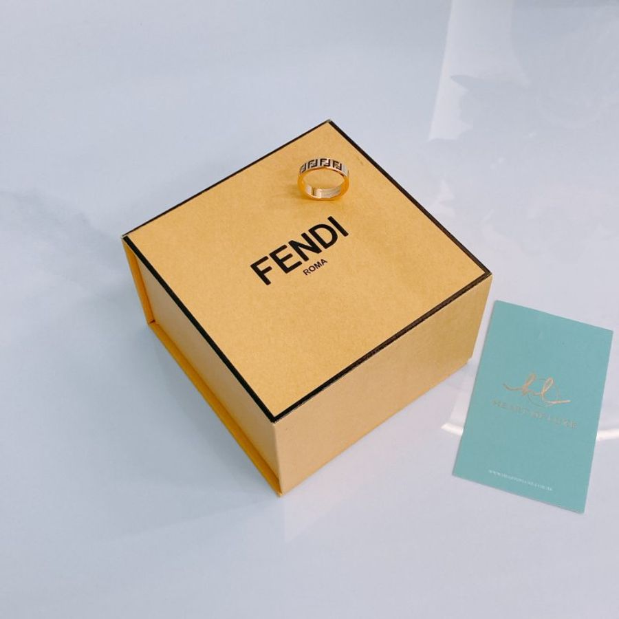 MS0751 Fendi 芬迪 經典老花紋 介指 54圈/中號 黑金色 Forever Fendi Ring Size M Black x GHW-0