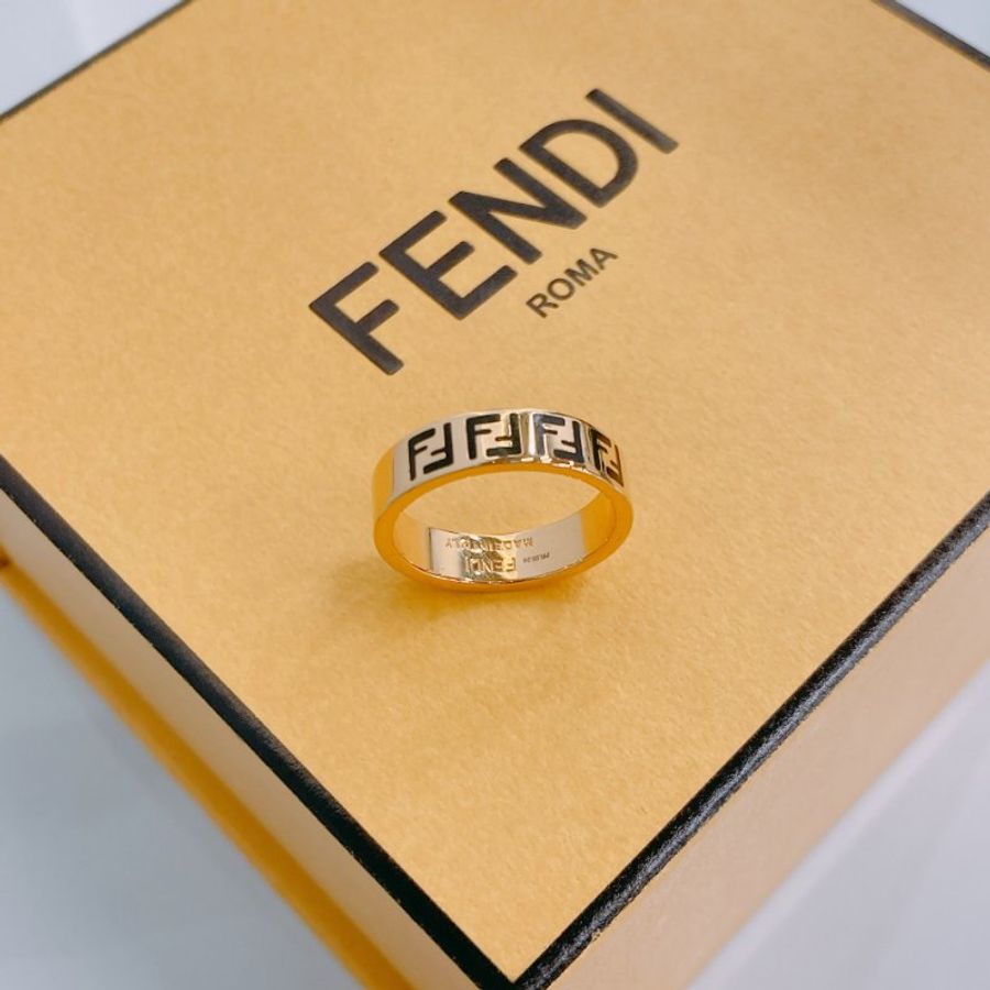 MS0751 Fendi 芬迪 經典老花紋 介指 54圈/中號 黑金色 Forever Fendi Ring Size M Black x GHW-1