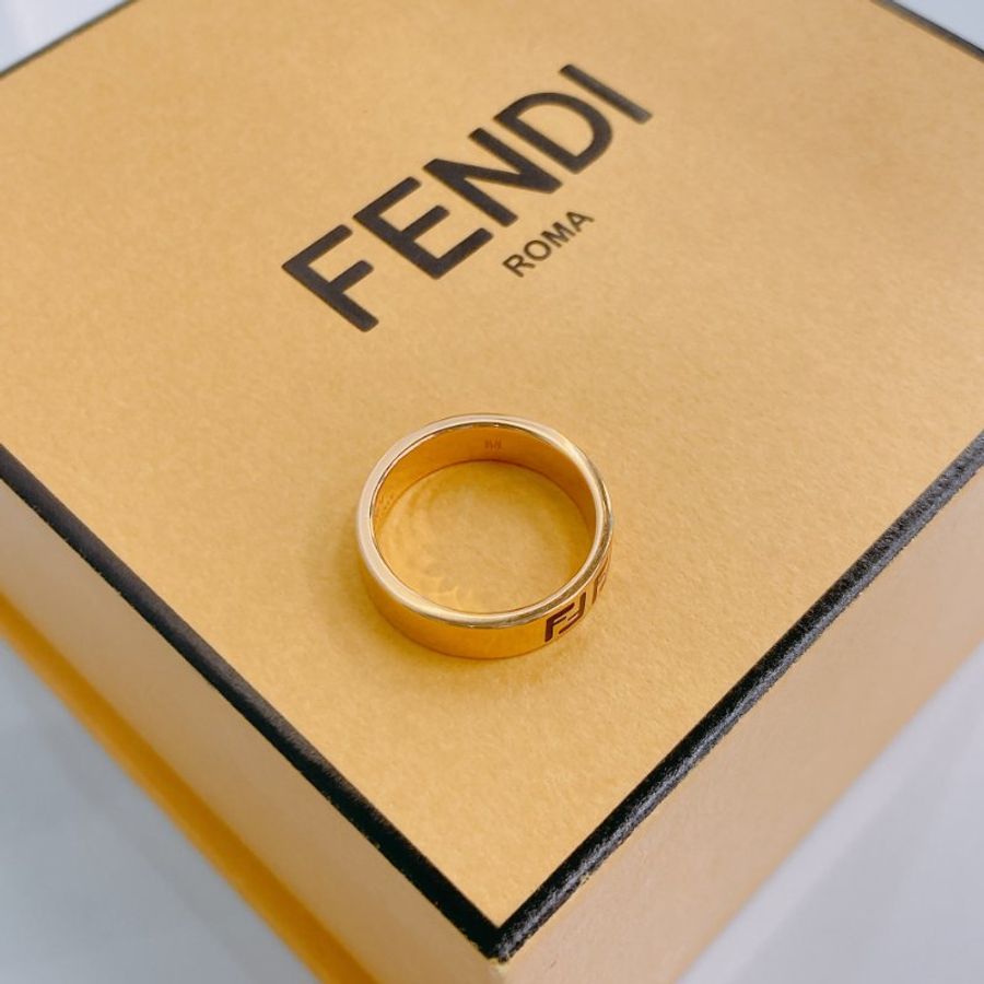 MS0751 Fendi 芬迪 經典老花紋 介指 54圈/中號 黑金色 Forever Fendi Ring Size M Black x GHW-3