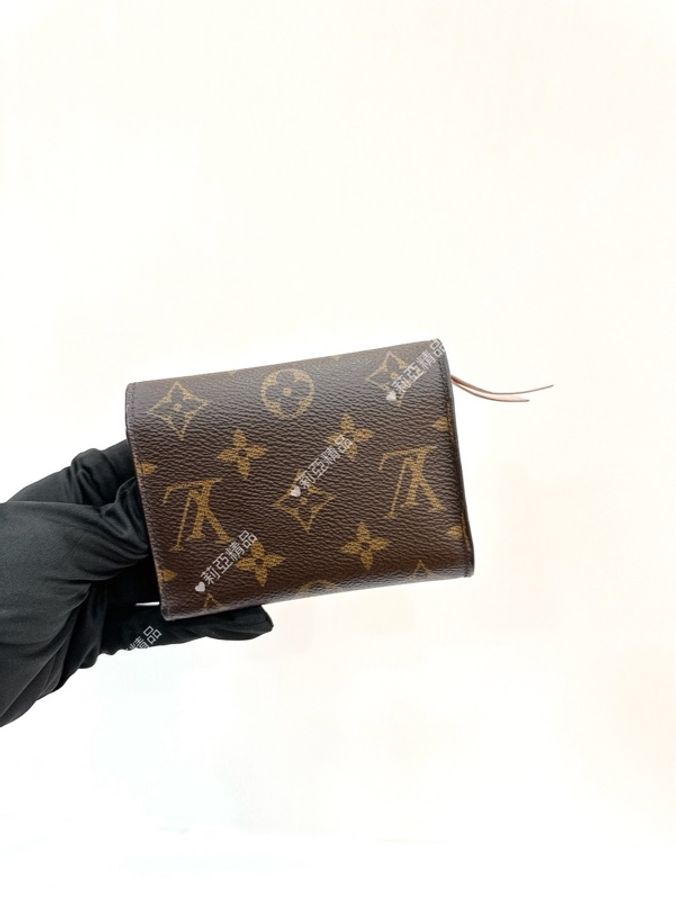 莉亞精品♡ LV M62360 老花三折短夾 粉色 二手美包-3