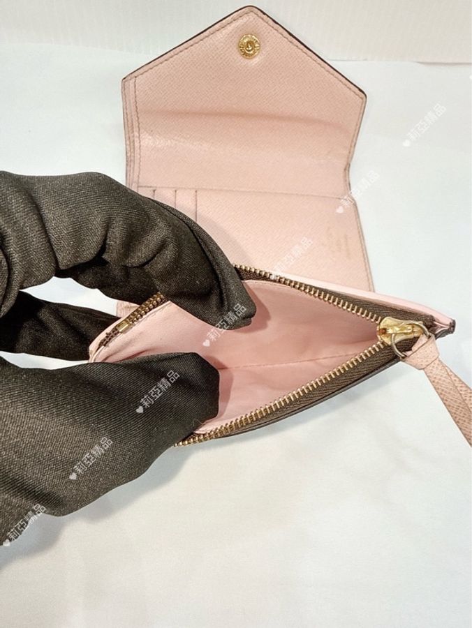 莉亞精品♡ LV M62360 老花三折短夾 粉色 二手美包-11