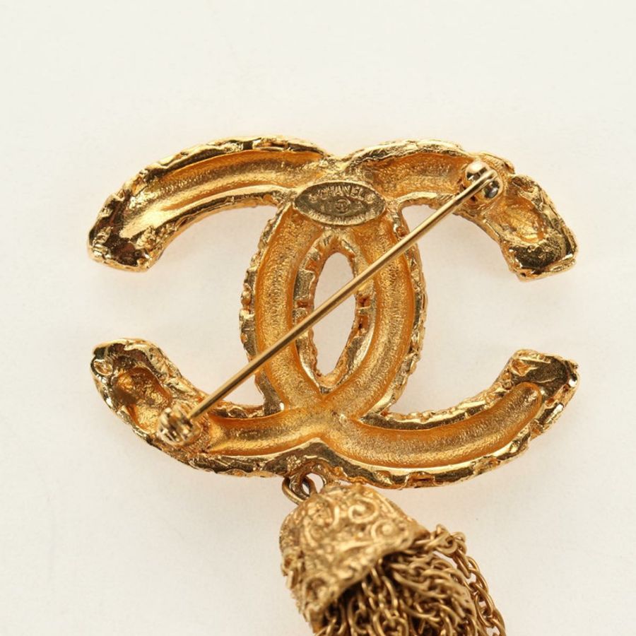【日本直送】香奈兒 (CHANEL) CC 流蘇熔岩胸針，金色金屬 CC 正品 am11879SM-8