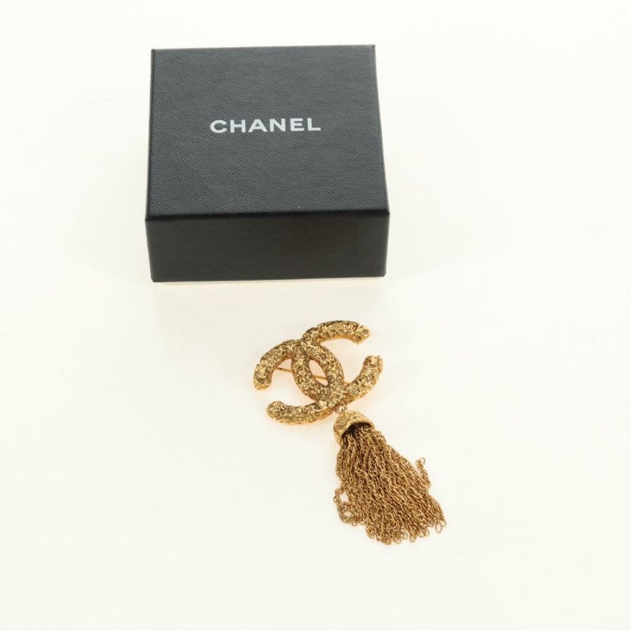 【日本直送】香奈兒 (CHANEL) CC 流蘇熔岩胸針，金色金屬 CC 正品 am11879SM-11