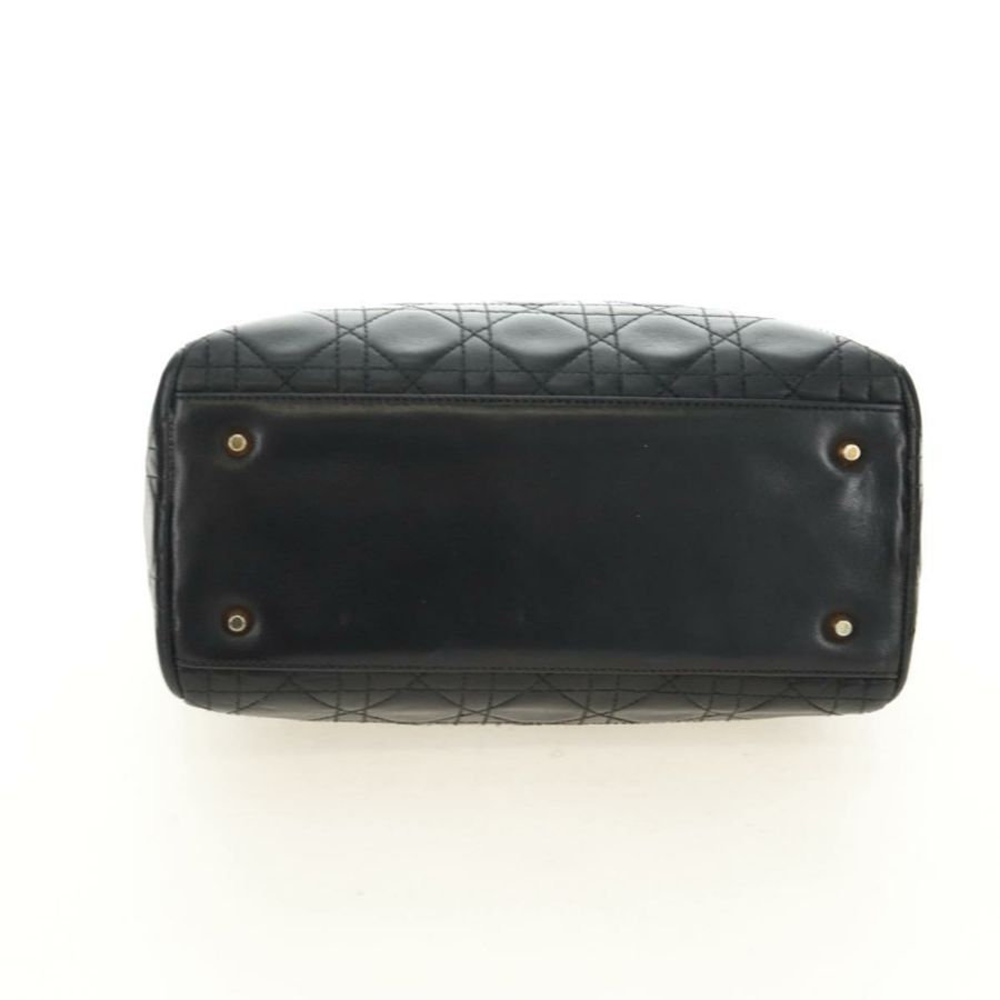 【日本直送】Christian Dior Canage Lady Dior 手提包，羊皮材質，黑色，金色，正品，貨號 185302M-4