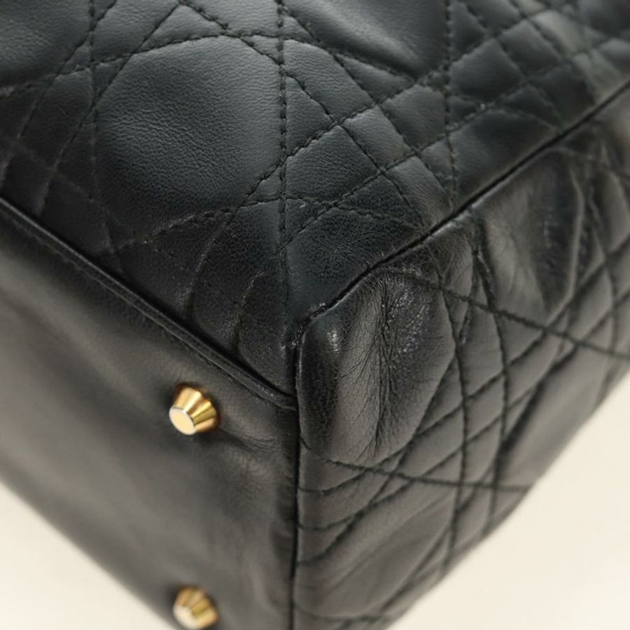 【日本直送】Christian Dior Canage Lady Dior 手提包，羊皮材質，黑色，金色，正品，貨號 185302M-14