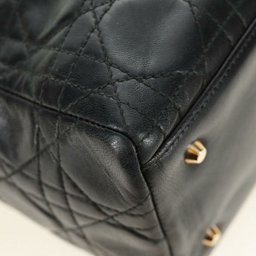 【日本直送】Christian Dior Canage Lady Dior 手提包，羊皮材質，黑色，金色，正品，貨號 185302M-15