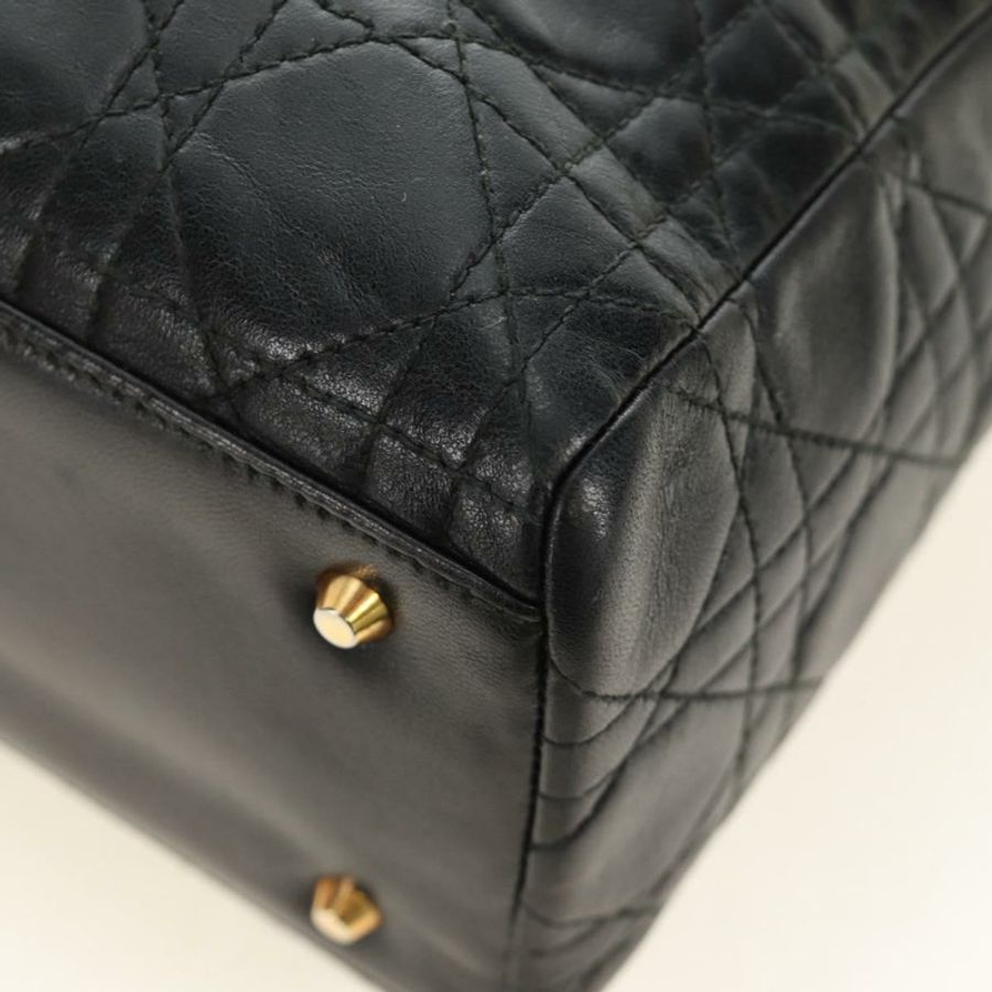 【日本直送】Christian Dior Canage Lady Dior 手提包，羊皮材質，黑色，金色，正品，貨號 185302M-16