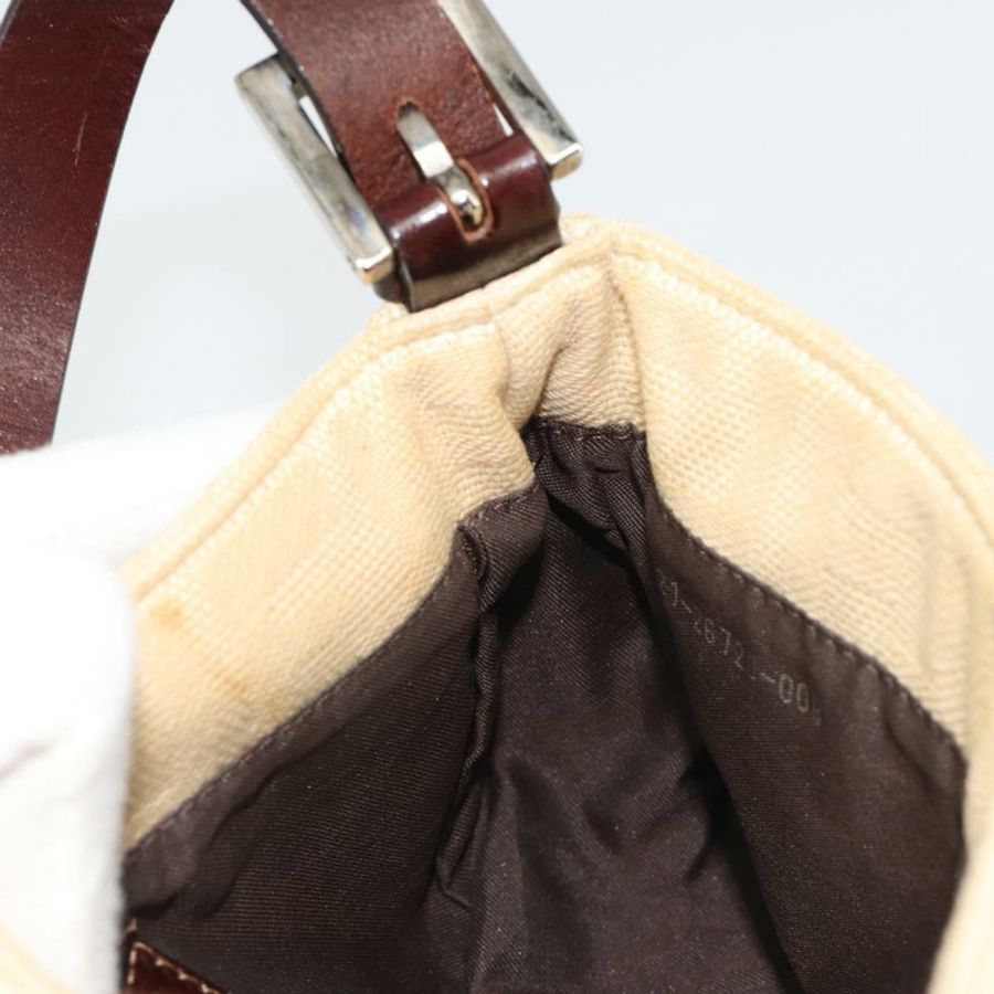 【日本直送】FENDI Zucca帆布Mamma Baguette肩背包 米色 銀色 正品 187318A-19