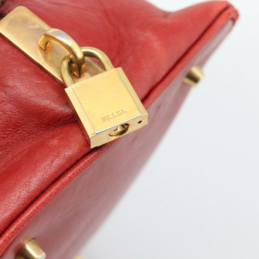 【日本直送】PRADA 手提包 皮革 紅色 金色 正品 187417A-17