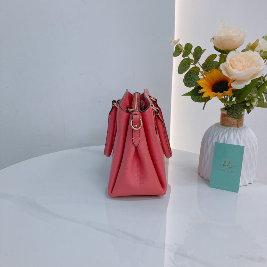 MS0763 Coach 蔻馳 手提 三用 斜背 硬牛皮 唇膏粉 金扣Sage Carryall Mini Calfskin Hot Pink x GHW-4