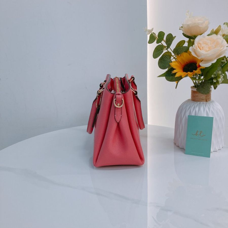 MS0763 Coach 蔻馳 手提 三用 斜背 硬牛皮 唇膏粉 金扣Sage Carryall Mini Calfskin Hot Pink x GHW-5