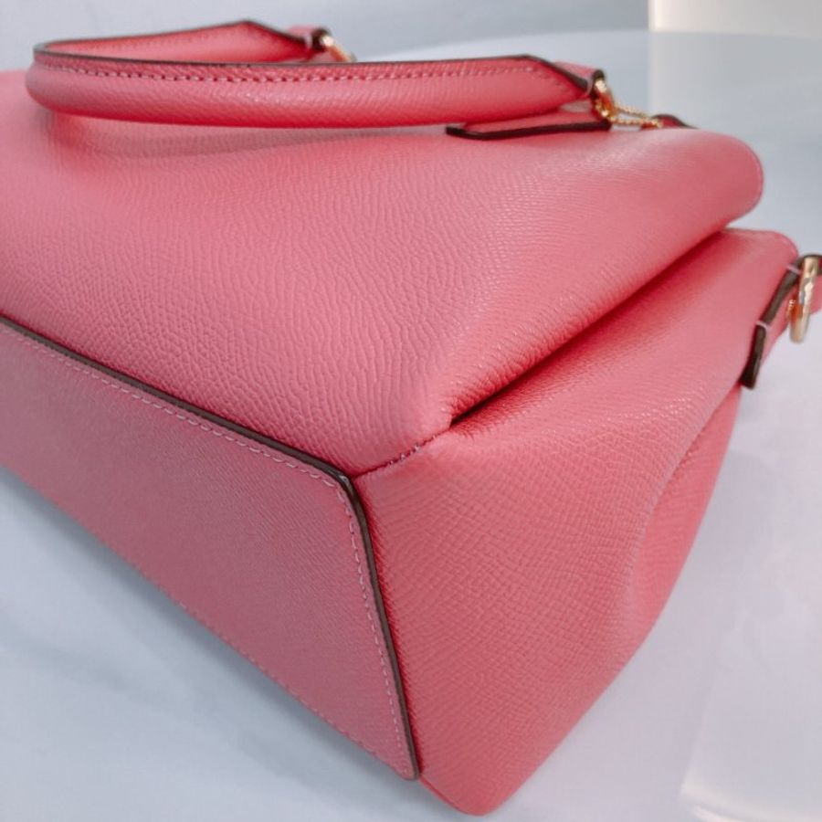 MS0763 Coach 蔻馳 手提 三用 斜背 硬牛皮 唇膏粉 金扣Sage Carryall Mini Calfskin Hot Pink x GHW-8