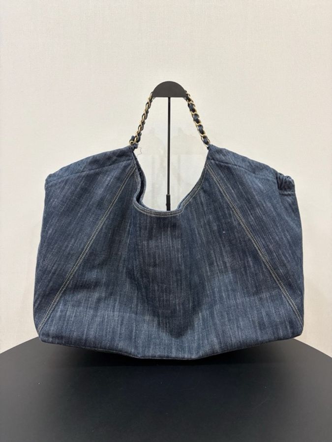 Chanel/香奈兒 中古牛仔丹寧外縫線hobo機場 無子袋 現貨好價-1