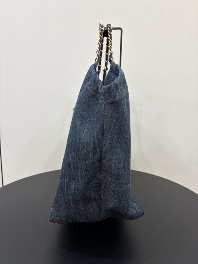 Chanel/香奈兒 中古牛仔丹寧外縫線hobo機場 無子袋 現貨好價-2