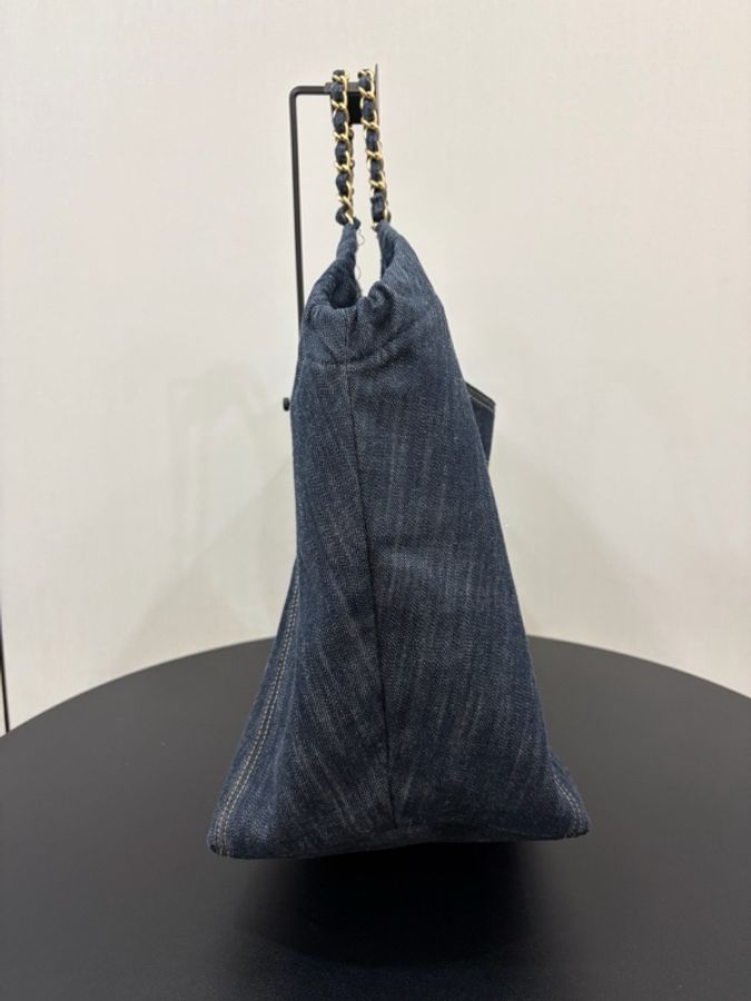Chanel/香奈兒 中古牛仔丹寧外縫線hobo機場 無子袋 現貨好價-3