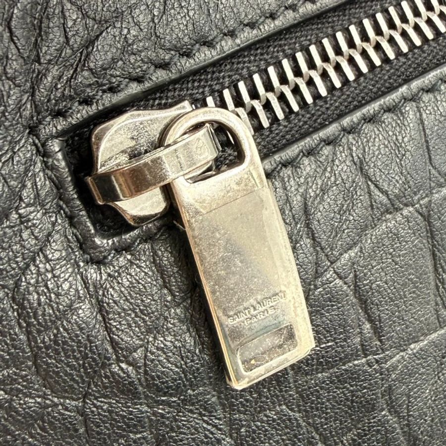Saint Laurent - YSL黑色鱷魚壓紋霧銀釦wwst hollywood斜背包-23