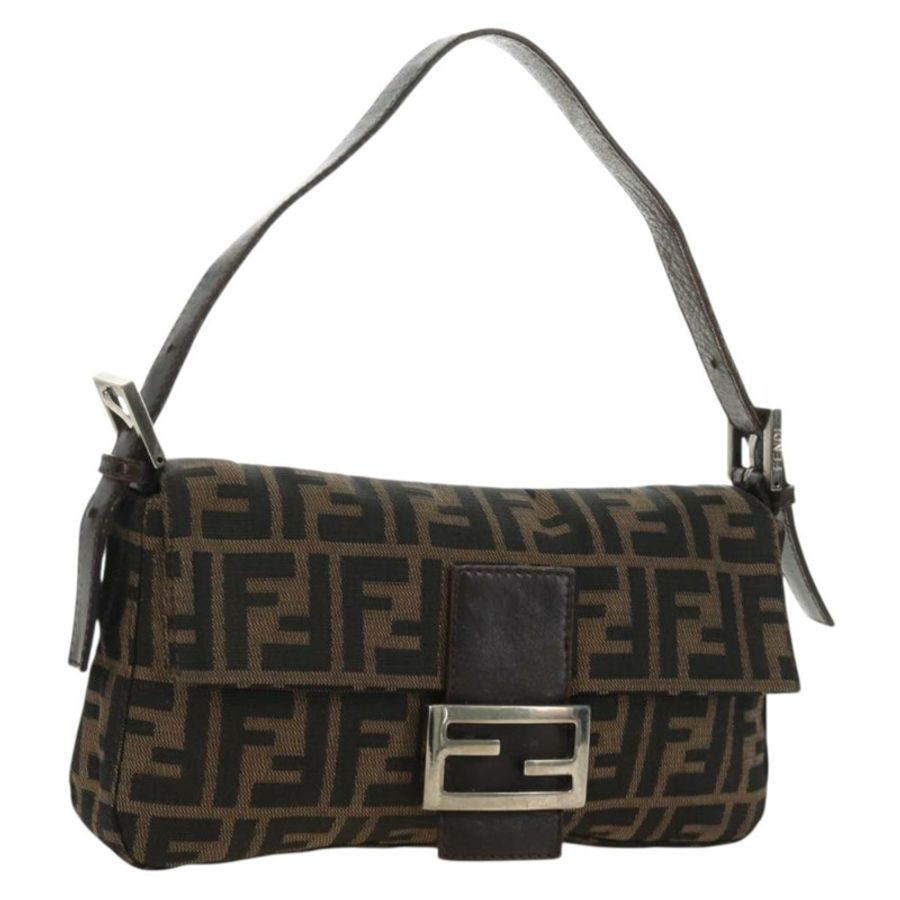 【日本直送】FENDI Zucca帆布Mamma Baguette單肩包 黑色棕色 正品 186044SAM-0