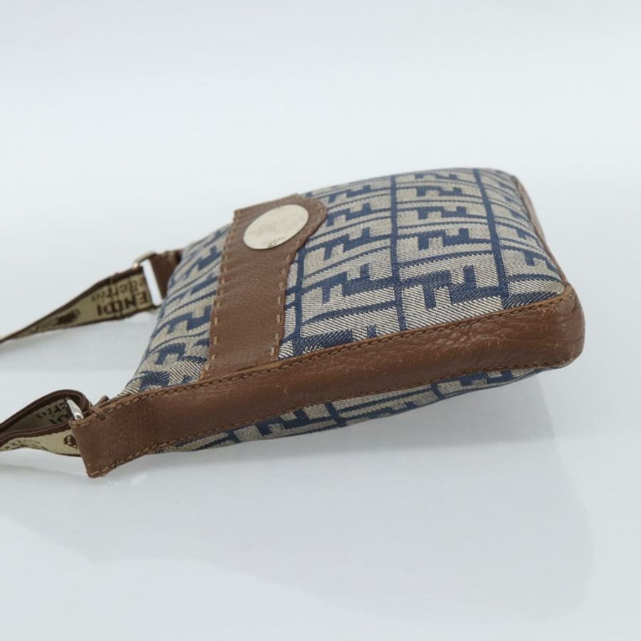 【日本直送】FENDI Zucca帆布Celeria單肩包 藍色銀色 正品 ka4804A-2