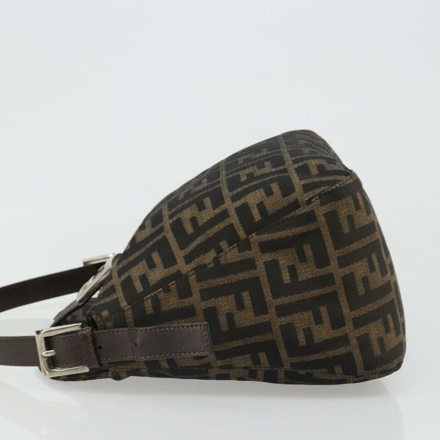 【日本直送】FENDI Zucca帆布Mamma Baguette單肩包 黑色棕色 正品 186886V-3