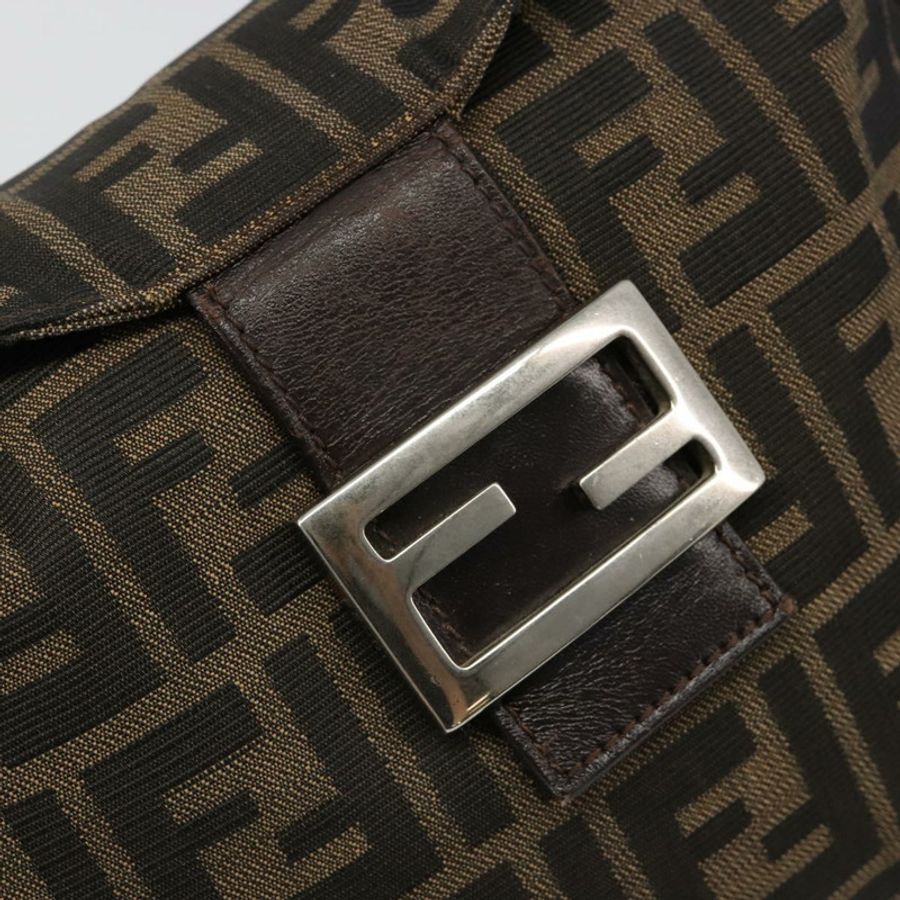 【日本直送】FENDI Zucca帆布Mamma Baguette單肩包 黑色棕色 正品 186886V-17