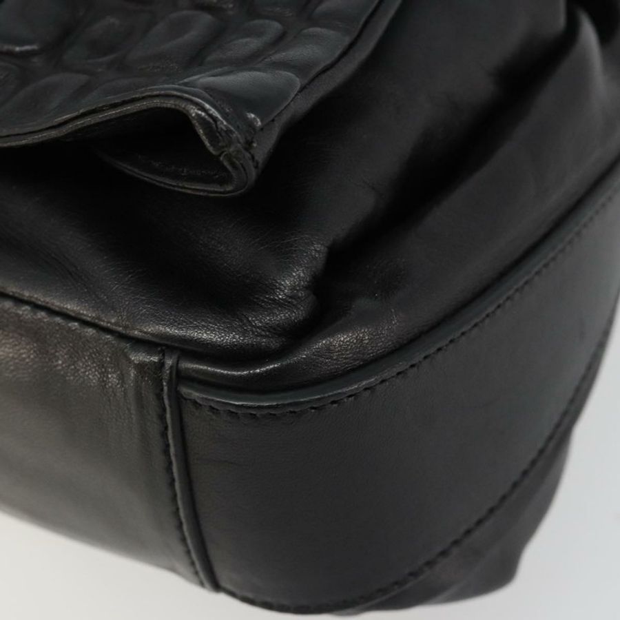 【日本直送】CELINE 鏈條單肩包 皮革 黑色 銀色 正品 187041SAV-14