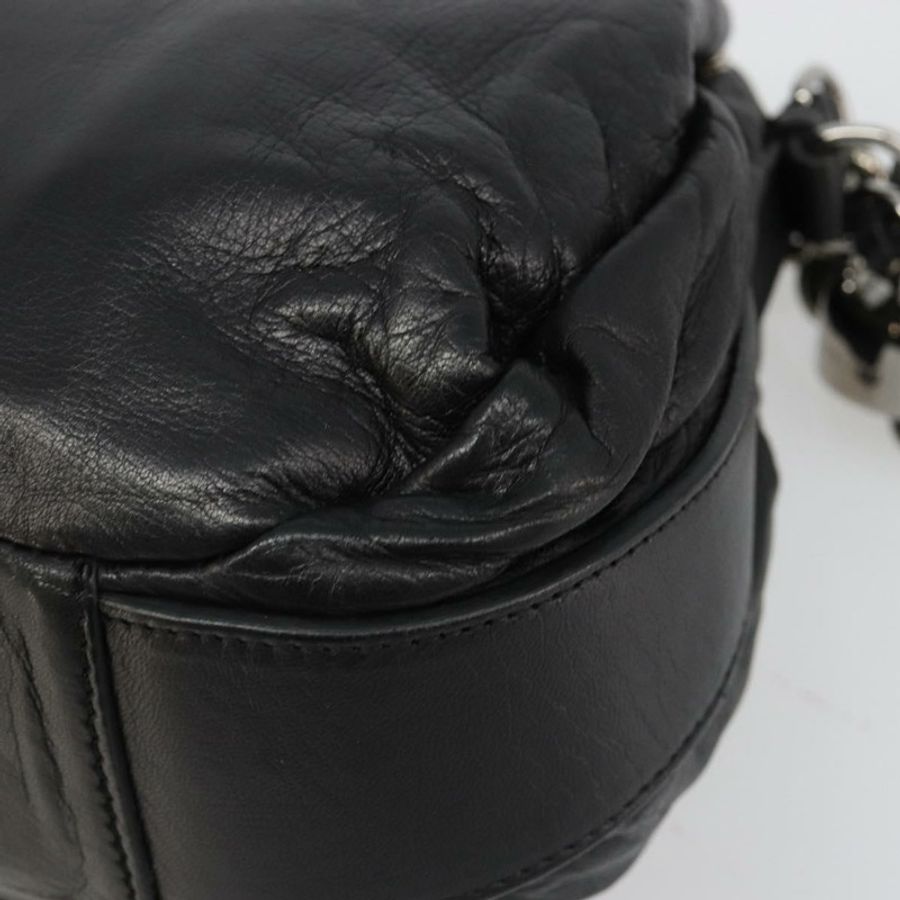 【日本直送】CELINE 鏈條單肩包 皮革 黑色 銀色 正品 187041SAV-16