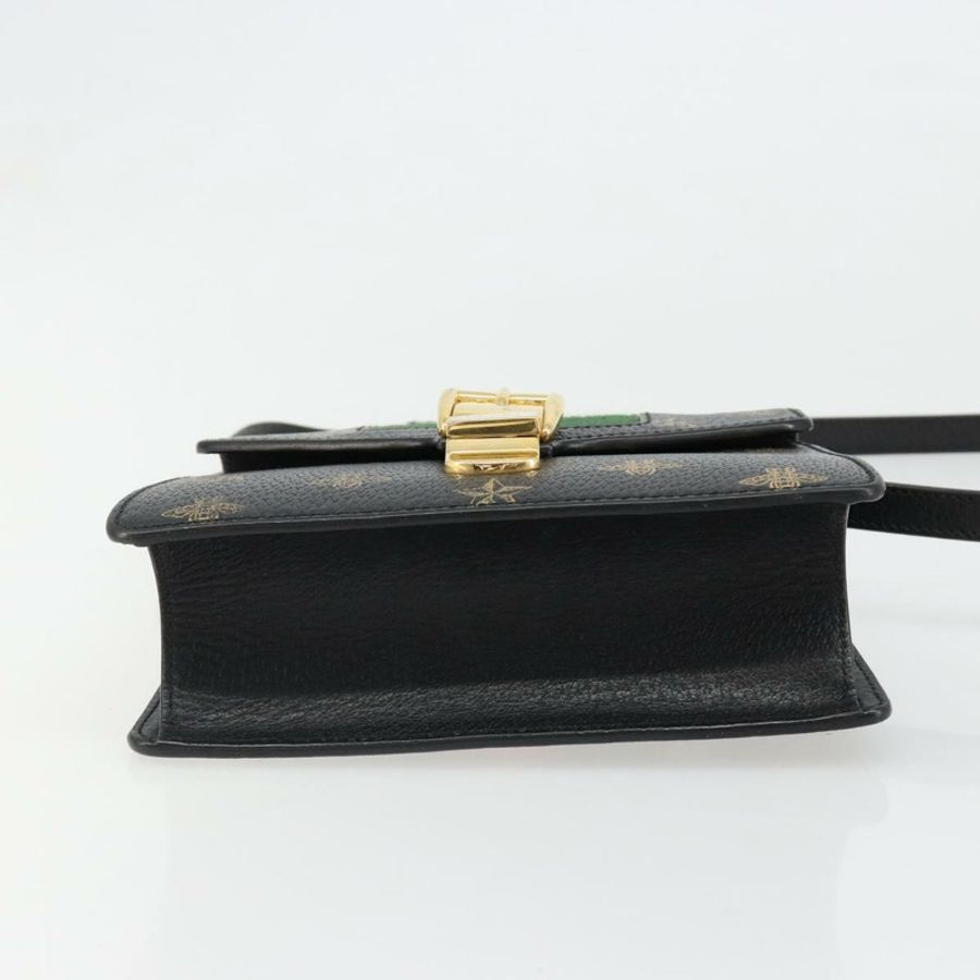 【日本直送】GUCCI Silvi Web Sherry Line 手提包 皮革 兩用 黑色 金色 470270 正品 186865V-4