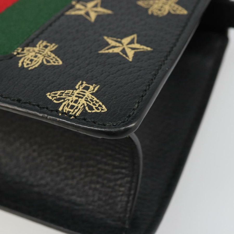 【日本直送】GUCCI Silvi Web Sherry Line 手提包 皮革 兩用 黑色 金色 470270 正品 186865V-17