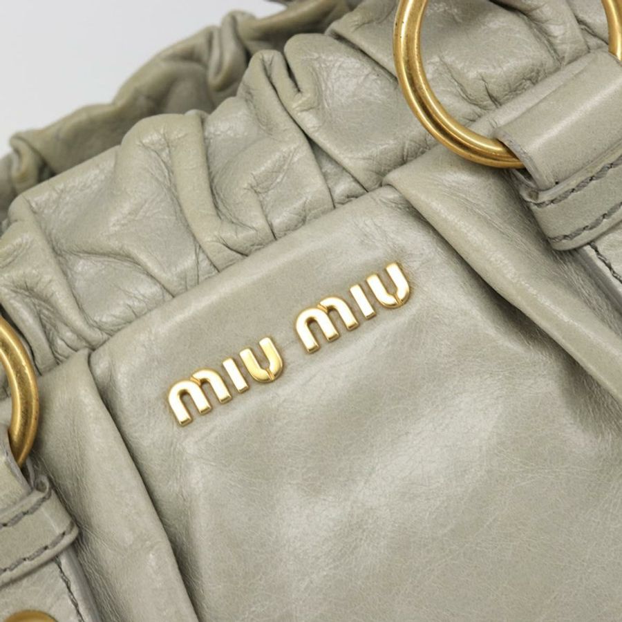 【日本直送】Miu Miu 手提包 皮革 兩用 灰色 金色 正品 yk20560A-19
