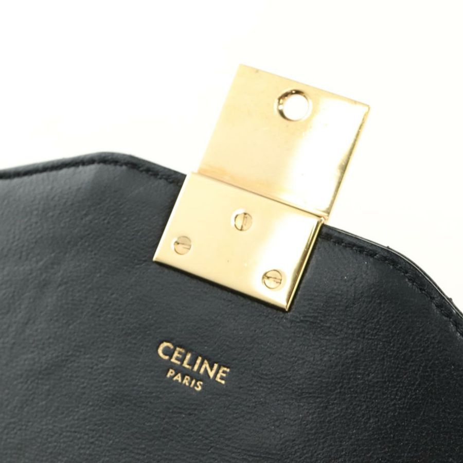 【日本直送】CELINE 鏈條單背包，黑色皮革，金色，正品 186545SAM-7