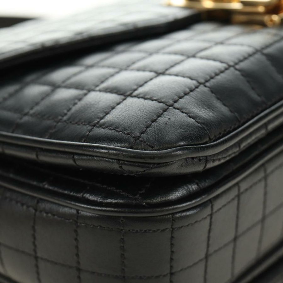 【日本直送】CELINE 鏈條單背包，黑色皮革，金色，正品 186545SAM-14
