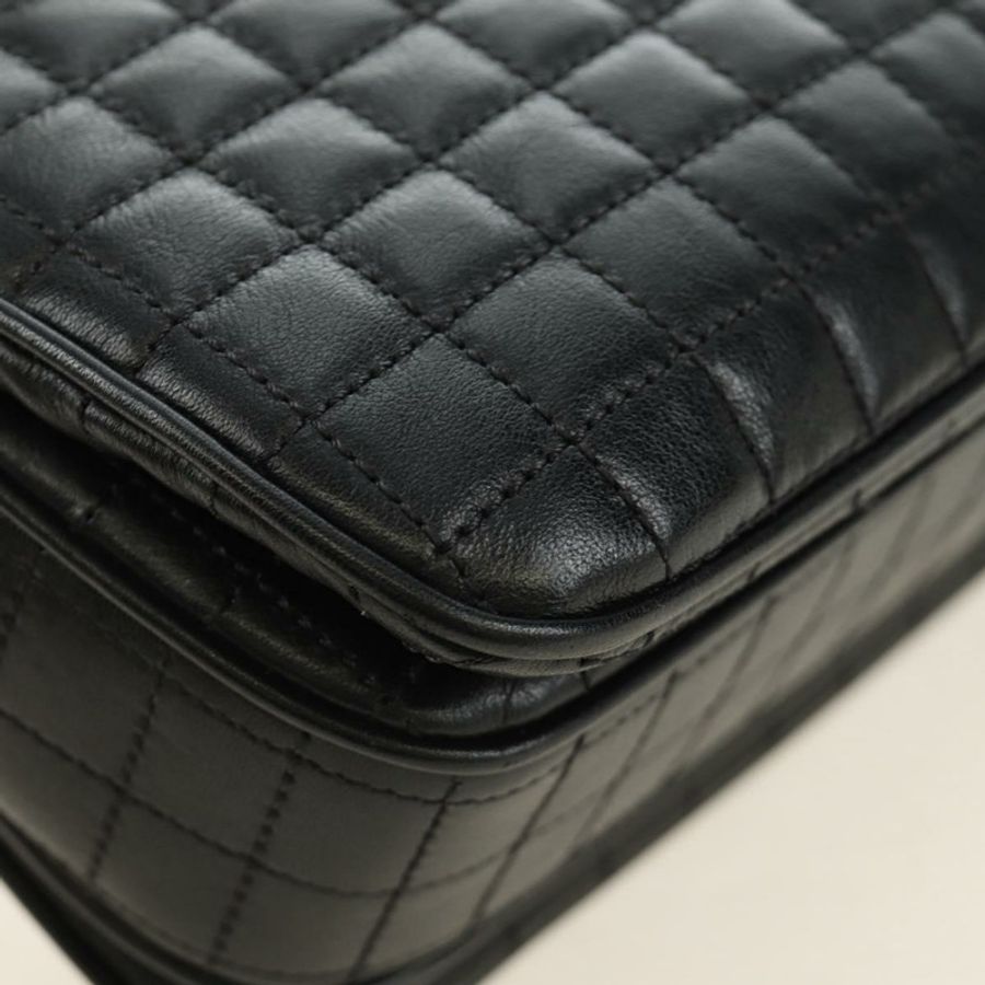 【日本直送】CELINE 鏈條單背包，黑色皮革，金色，正品 186545SAM-16