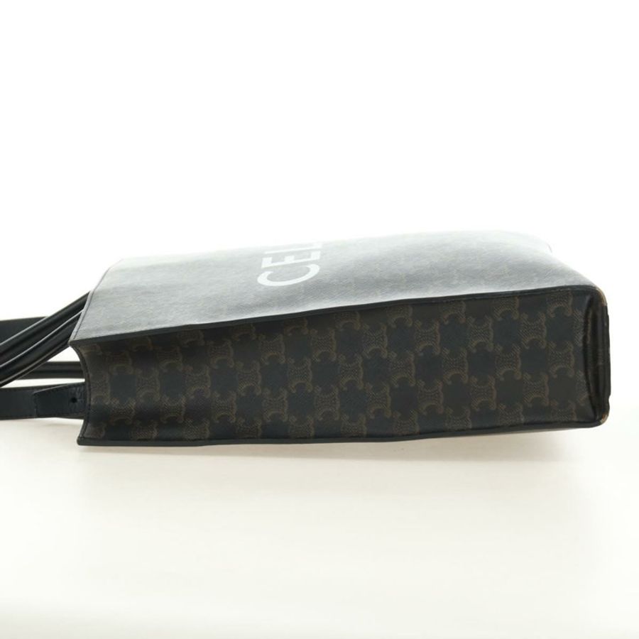 【日本直送】CELINE Triomphe Vertical Cabas 手提包 PVC 2way 黑色金色 Auth 185832V-2