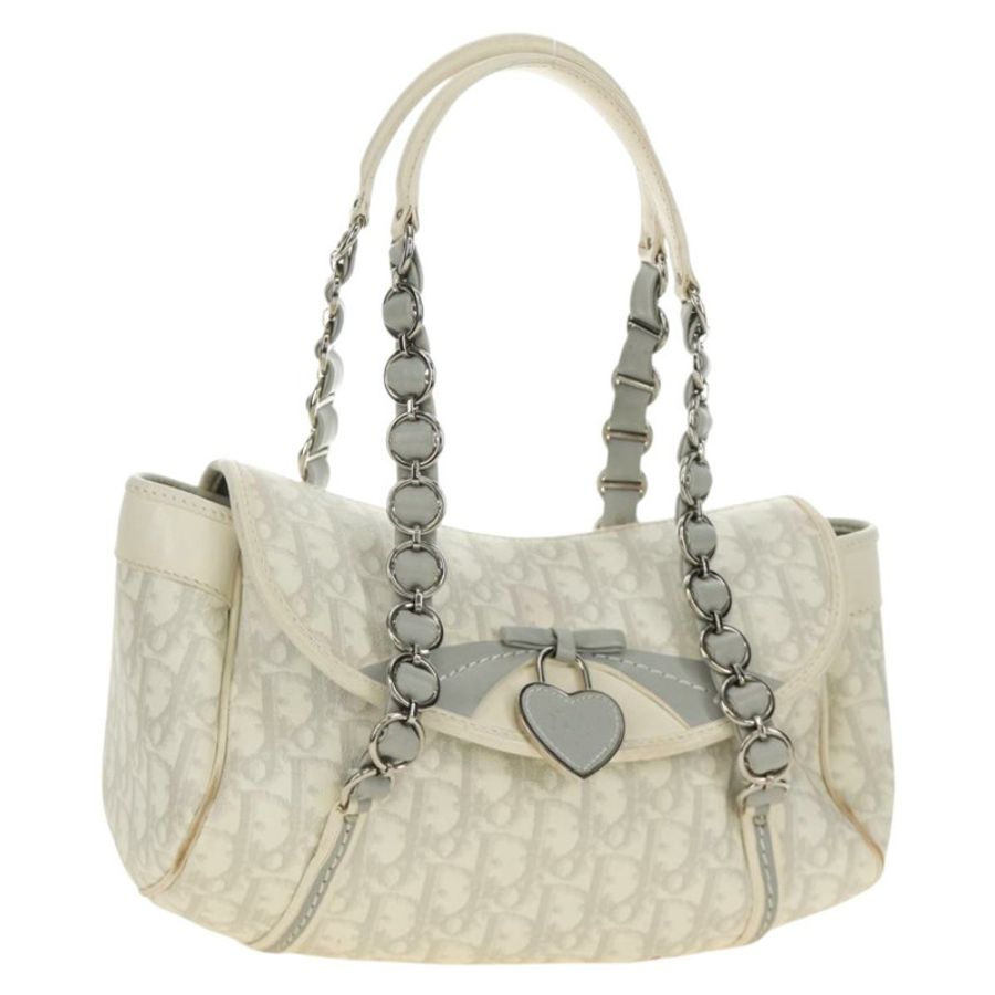 【日本直送】Christian Dior Trotter帆布浪漫手袋 PVC 白色銀色 正品 187610V-0