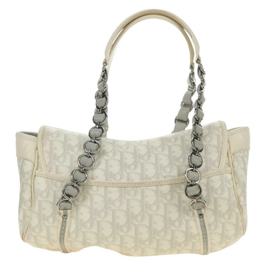【日本直送】Christian Dior Trotter帆布浪漫手袋 PVC 白色銀色 正品 187610V-2