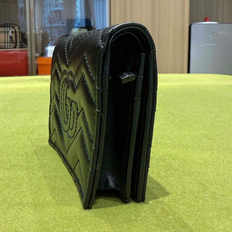 閒置新古馳/Gucci 黑色真皮 錢包卡包-2