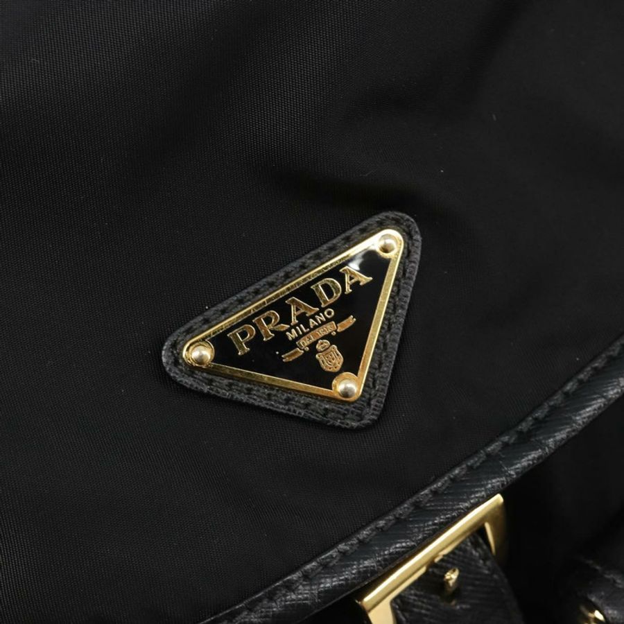 【日本直送】PRADA 雙肩包 尼龍 黑色 金色 正品 yk20532SAV-20