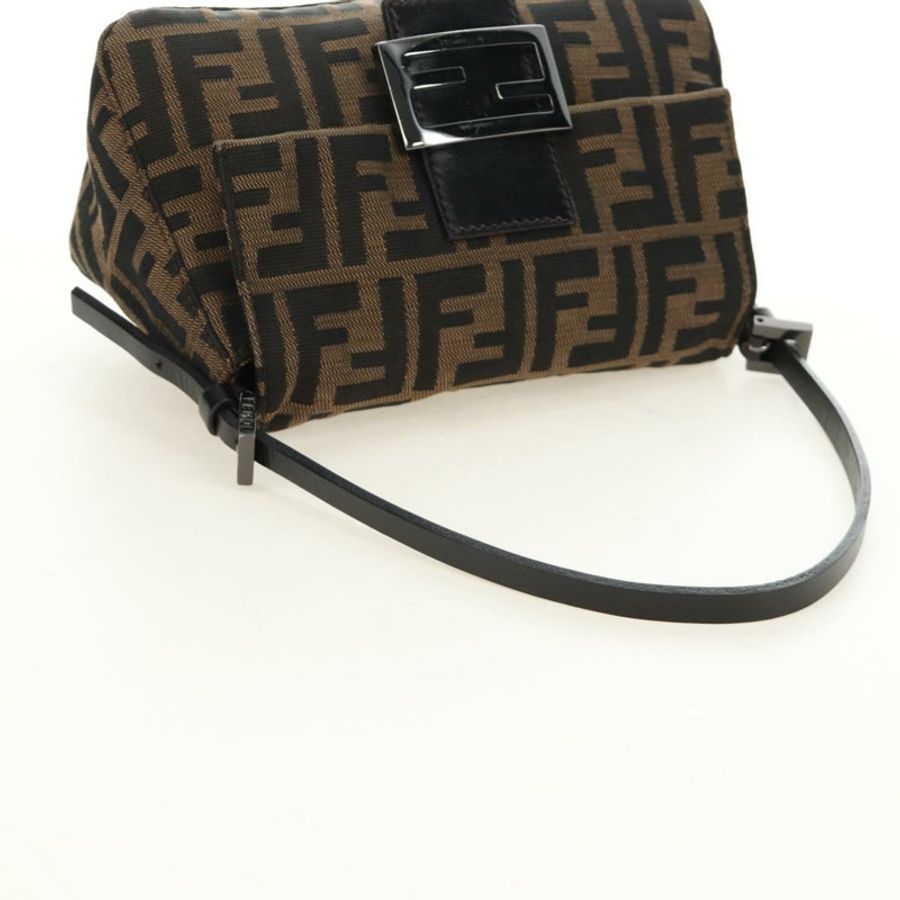 【日本直送】FENDI Zucca帆布Mamma Baguette迷你肩背包 黑色棕色 正品 yk20529SAM-6