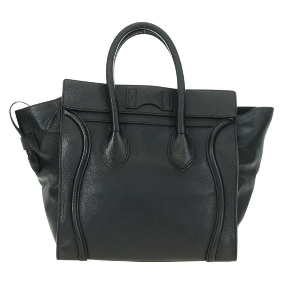 【日本直送】CELINE Luggage Mini Shopper 手提包，黑色銀色皮革，正品 yk20549SAM-1