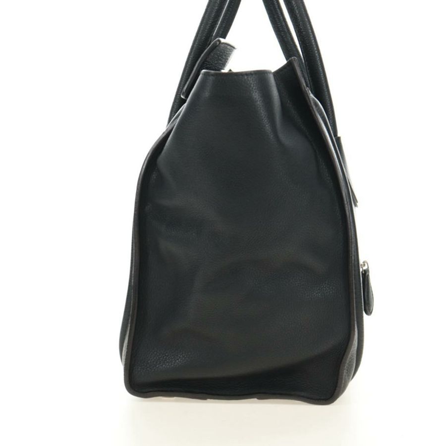 【日本直送】CELINE Luggage Mini Shopper 手提包，黑色銀色皮革，正品 yk20549SAM-3