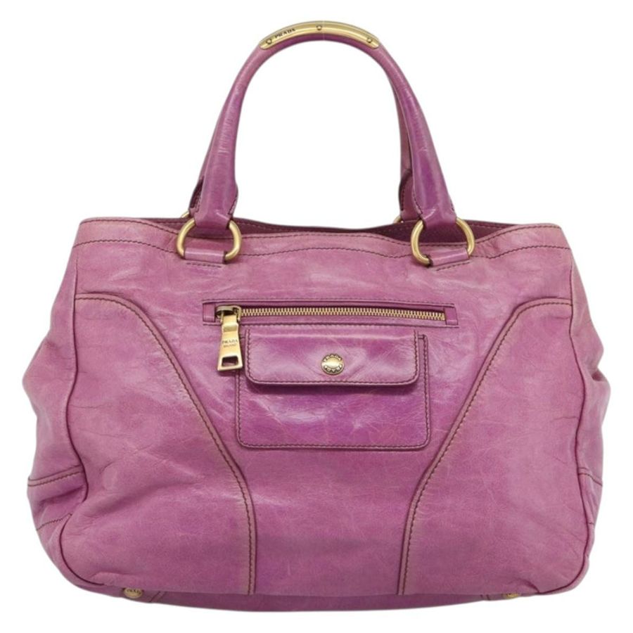 【日本直送】PRADA 手提包 皮革 紫色 金色 正品 188753M-1