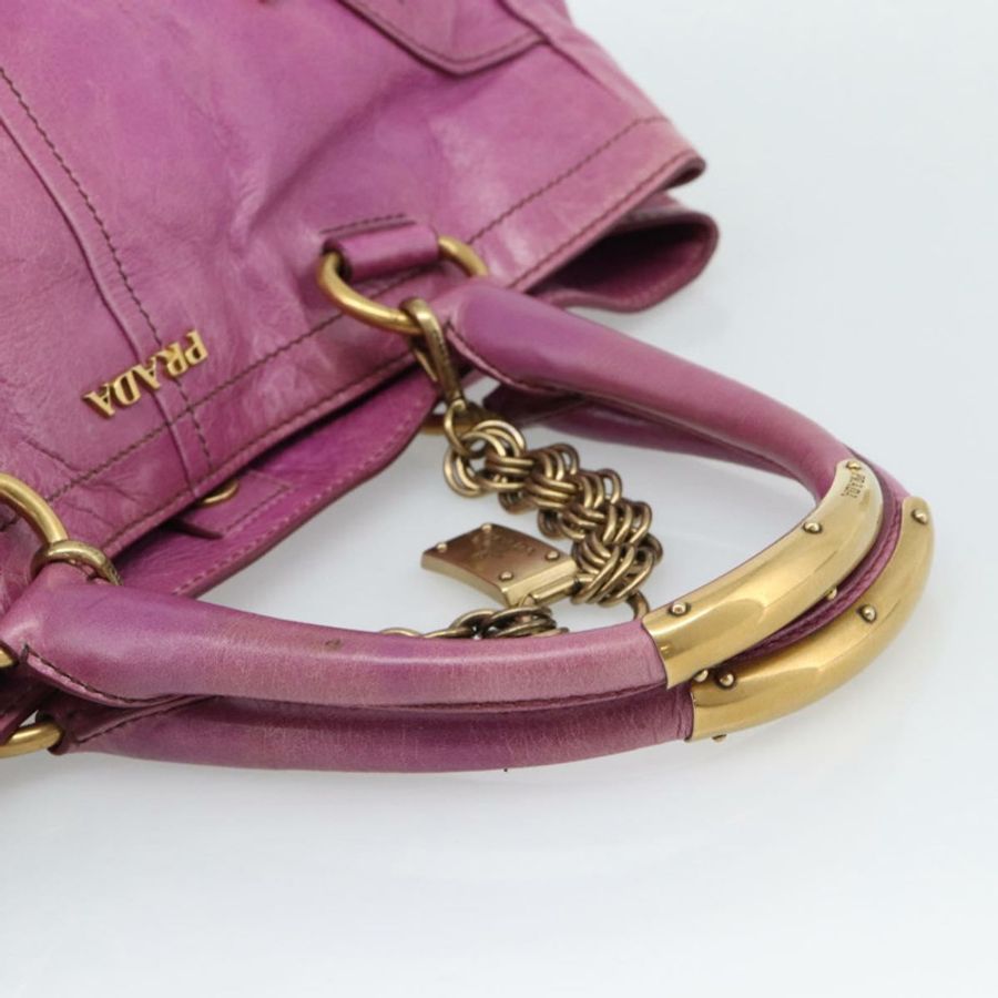 【日本直送】PRADA 手提包 皮革 紫色 金色 正品 188753M-6