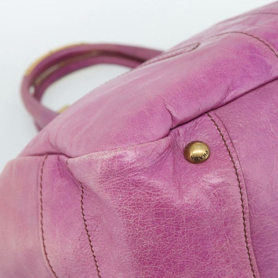 【日本直送】PRADA 手提包 皮革 紫色 金色 正品 188753M-14