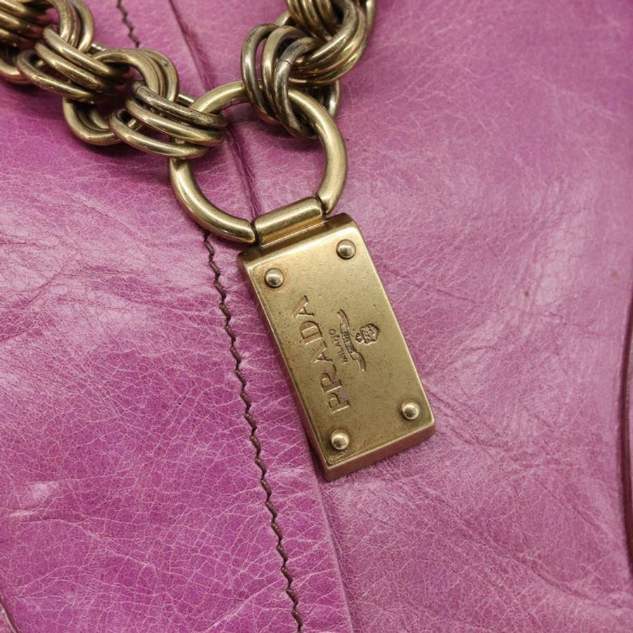 【日本直送】PRADA 手提包 皮革 紫色 金色 正品 188753M-19