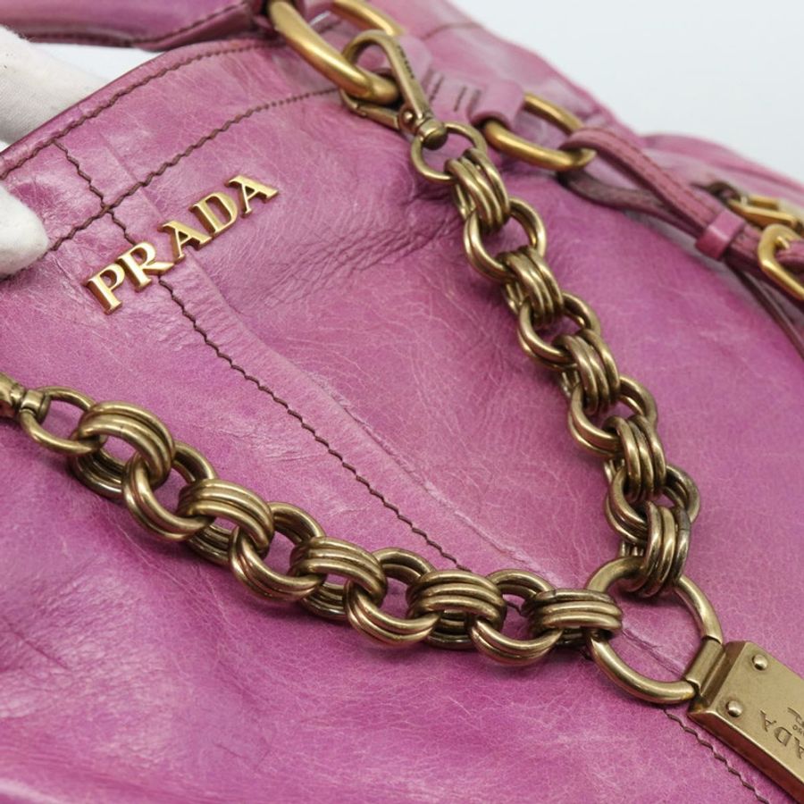 【日本直送】PRADA 手提包 皮革 紫色 金色 正品 188753M-20