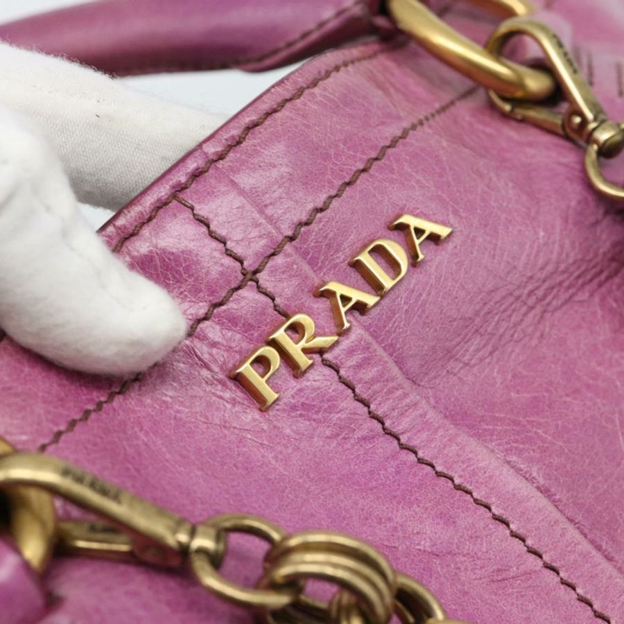 【日本直送】PRADA 手提包 皮革 紫色 金色 正品 188753M-21